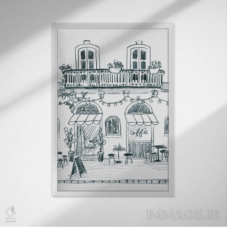 تابلو دکوراتیو طرح خیابان ایتالیایی ۲ اثر جون اریکا وس - نمای قابدار سفید