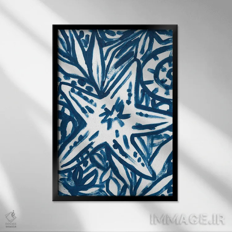 تابلو مینیمال باتیک ساحل قلم موخورده ۳ اثر جون اریکا وس - نمای قابدار مشکی