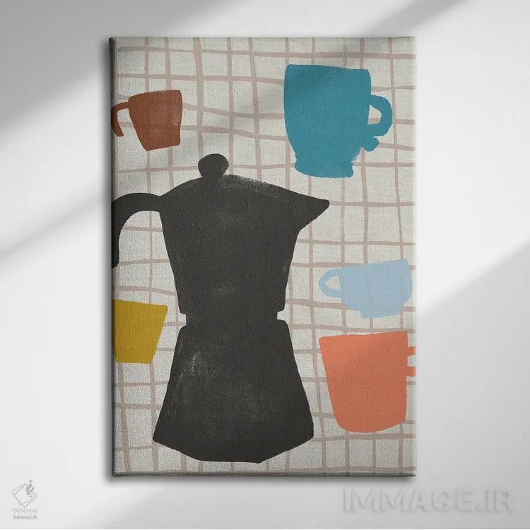 تابلو مدرن برش های قهوه ۱ اثر جون اریکا وس - نمای روبهرو روی دیوار