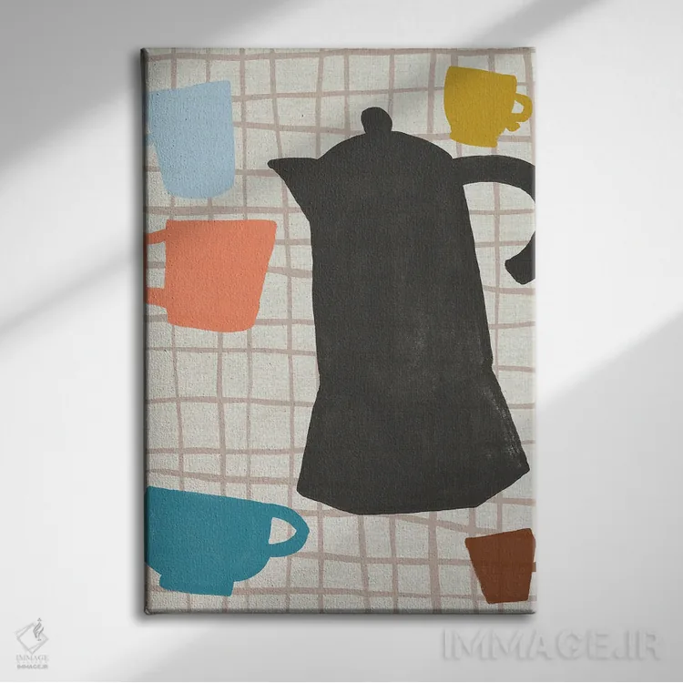 تابلو مدرن برش های قهوه ۲ اثر جون اریکا وس - نمای روبهرو روی دیوار