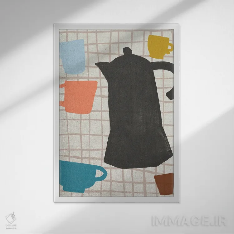 تابلو مدرن برش های قهوه ۲ اثر جون اریکا وس - نمای قابدار سفید