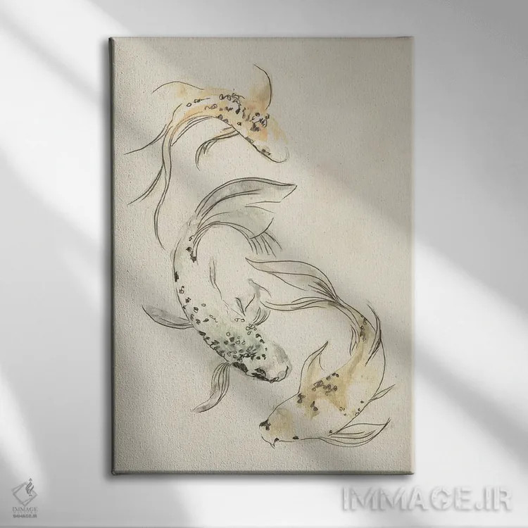 تابلو دکوراتیو رقص ماهی کوی یکم اثر جون اریکا وس - نمای روبهرو روی دیوار