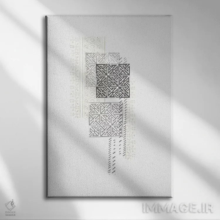 تابلو انتزاعی ترکیب چاپ قالبی چهارم اثر جون اریکا وس - نمای روبهرو روی دیوار