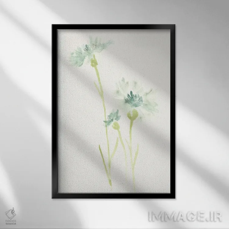 تابلو دکوراتیو مطالعه گل ذرت ۳ اثر جون اریکا وس - نمای قابدار مشکی