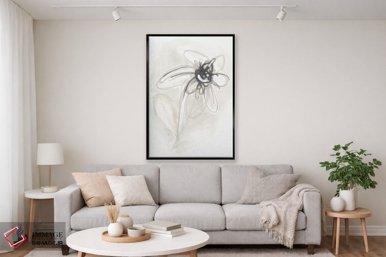 تابلو مینیمال اشاره گل گون خنثی پنجم اثر جون اریکا وس - D1B