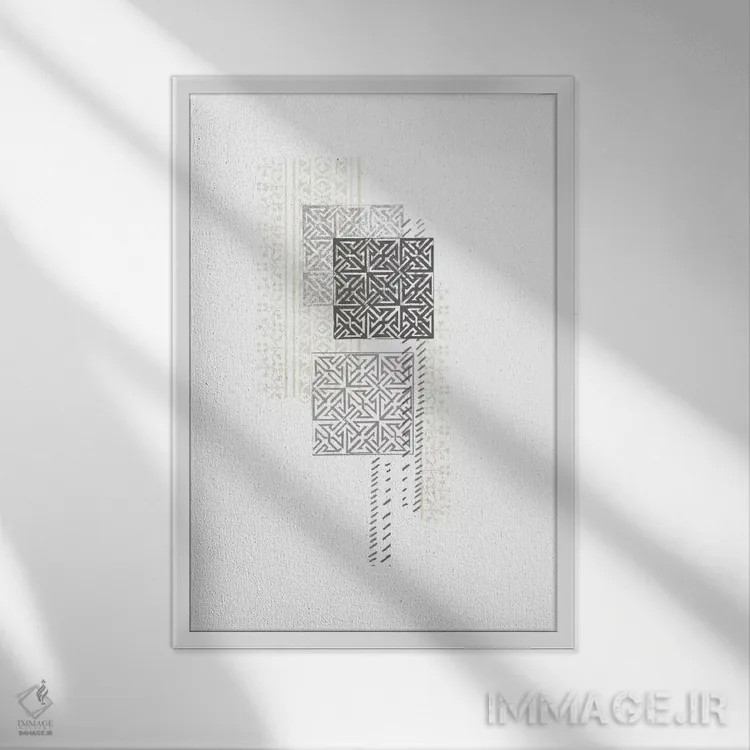 تابلو انتزاعی ترکیب چاپ قالبی چهارم اثر جون اریکا وس - نمای قابدار سفید