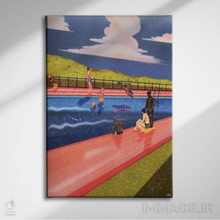 تابلو دکوراتیو شناگران اثر جیمی ادلر - نمای روبهرو روی دیوار