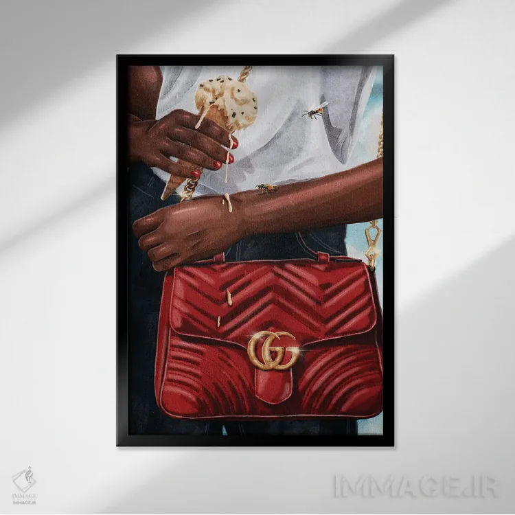 تابلو دکوراتیو چکه اثر جیمی ادلر - نمای قابدار مشکی