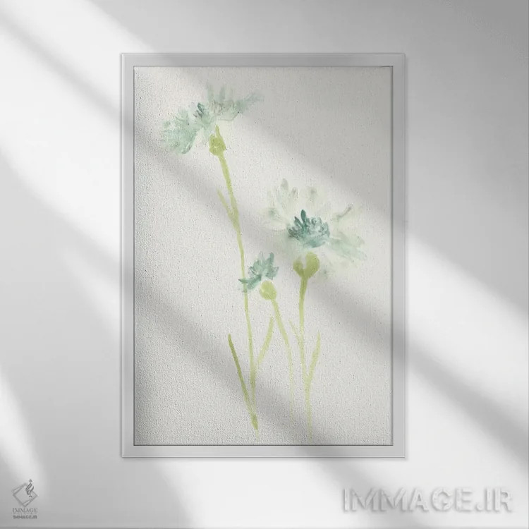 تابلو دکوراتیو مطالعه گل ذرت ۳ اثر جون اریکا وس - نمای قابدار سفید