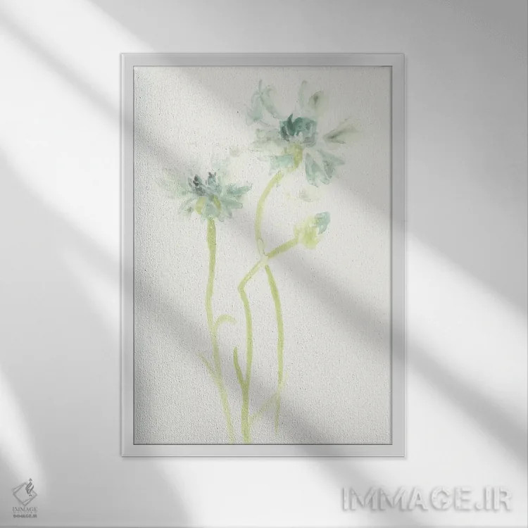 تابلو دکوراتیو مطالعه گل ذرت ۲ اثر جون اریکا وس - نمای قابدار سفید