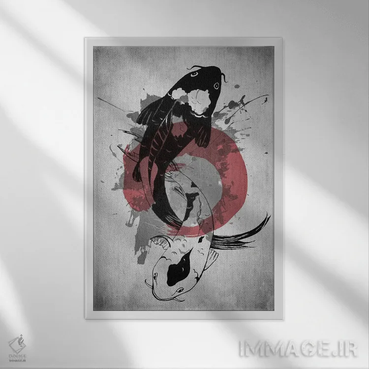 تابلو دکوراتیو کوی یین و یانگ اثر جوزف فرناندو - نمای قابدار سفید