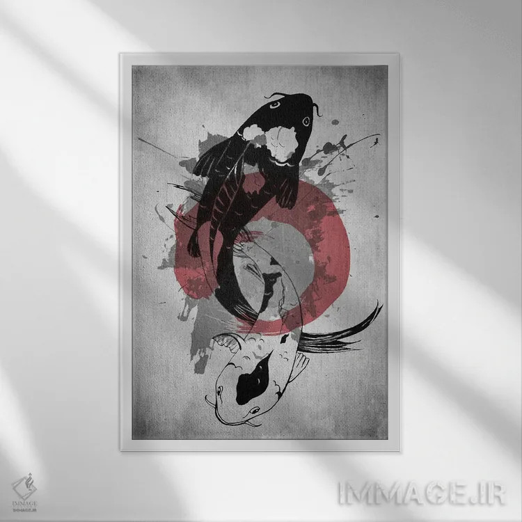تابلو دکوراتیو کوی یین و یانگ اثر جوزف فرناندو - نمای قابدار سفید
