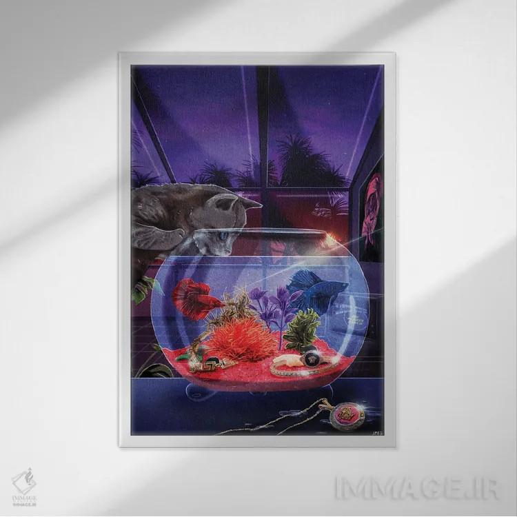 تابلو دکوراتیو تنگ ماهی اثر جیمی ادلر - نمای قابدار سفید