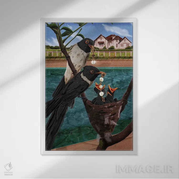 تابلو دکوراتیو مروارید زاغی اثر جیمی ادلر - نمای قابدار سفید