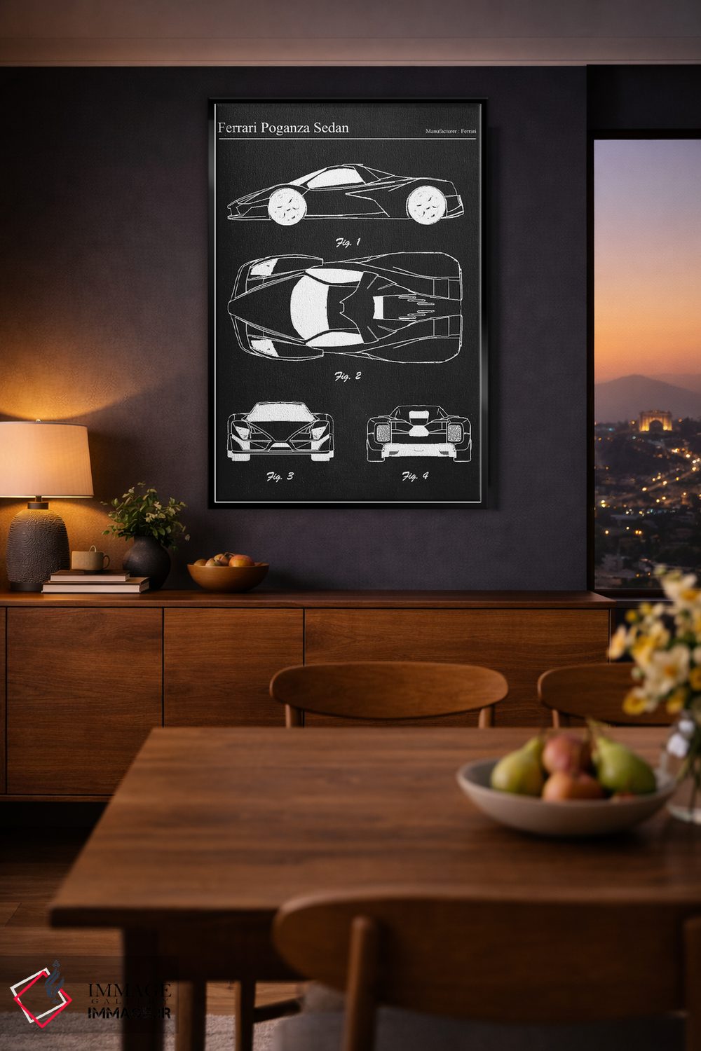 تابلو دکوراتیو فراری پوگانزا سدان اثر جوزف فرناندو - D1B