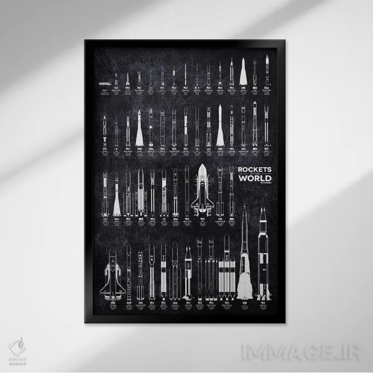 تابلو دکوراتیو موتور اصلی شاتل فضایی ۲ اثر جوزف فرناندو - نمای قابدار مشکی