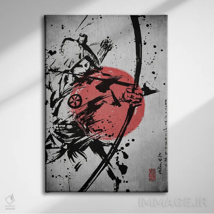 تابلو دکوراتیو تیر سامورایی اثر جوزف فرناندو - نمای روبهرو روی دیوار