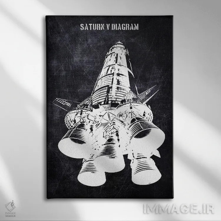 تابلو دکوراتیو نمودار ساترن ۵ اثر جوزف فرناندو - نمای روبهرو روی دیوار