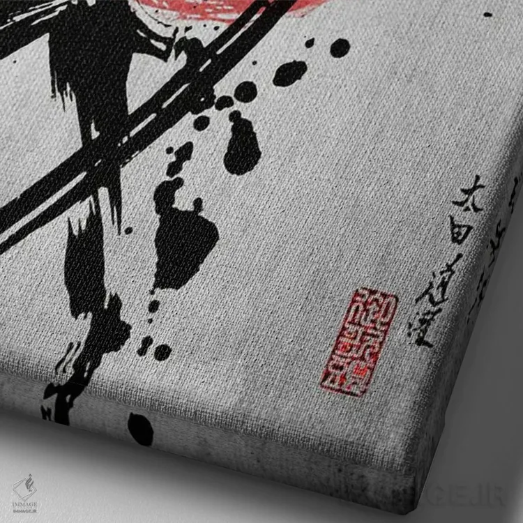 تابلو دکوراتیو تیر سامورایی اثر جوزف فرناندو - نمای نزدیک بافت بوم