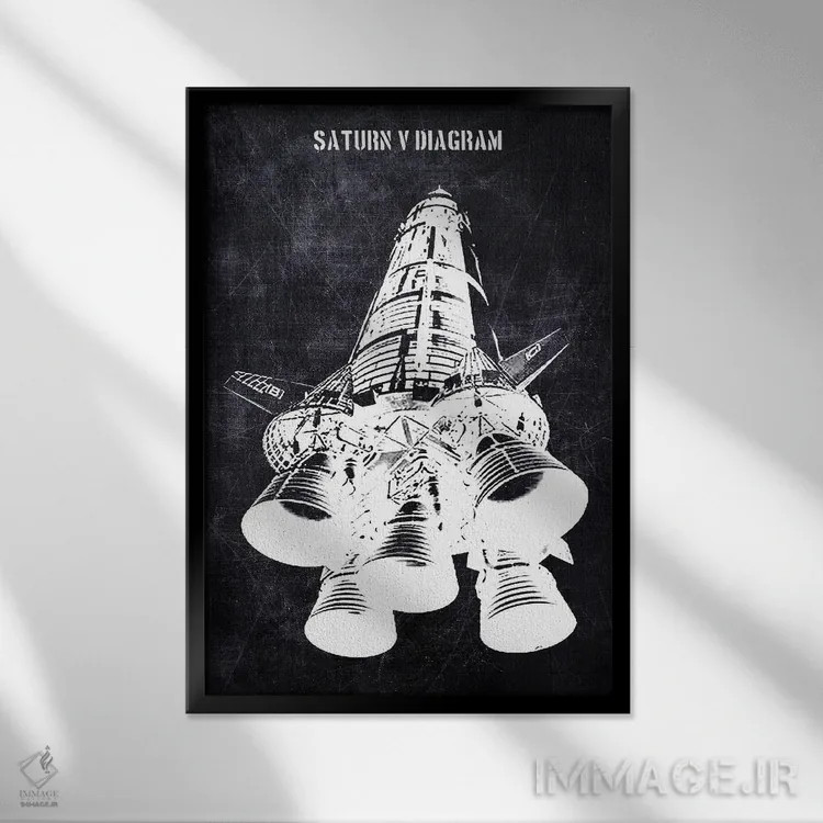 تابلو دکوراتیو نمودار ساترن ۵ اثر جوزف فرناندو - نمای قابدار مشکی