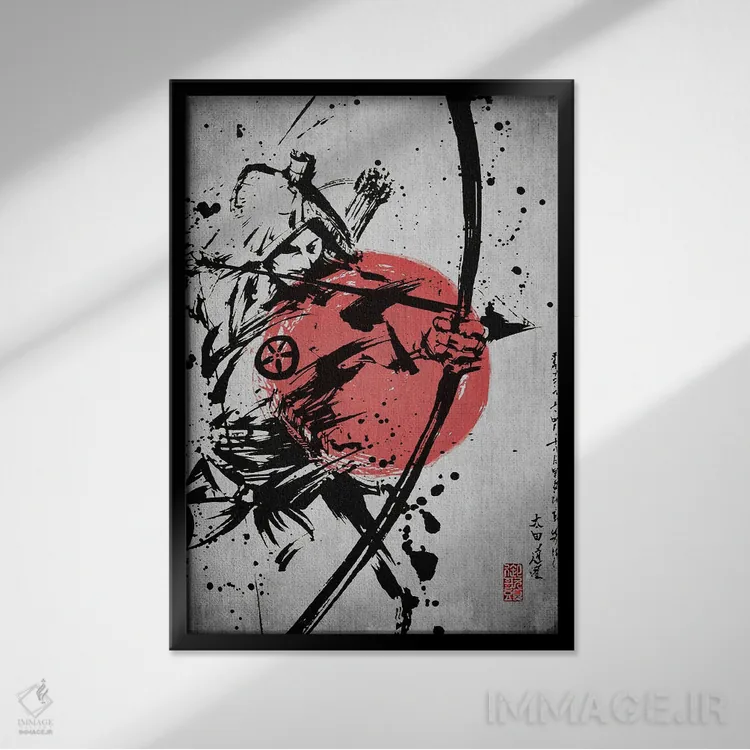 تابلو دکوراتیو تیر سامورایی اثر جوزف فرناندو - نمای قابدار مشکی