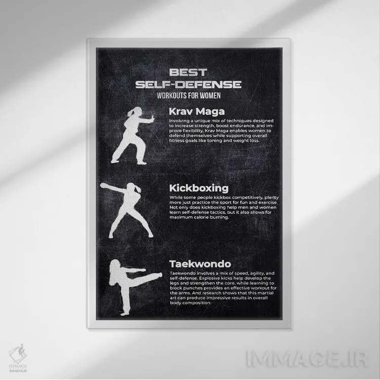 تابلو دکوراتیو بهترین دفاع شخصی اثر جوزف فرناندو - نمای قابدار سفید