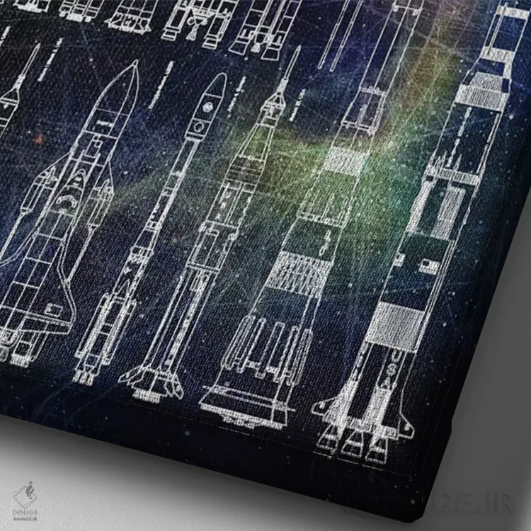 تابلو دکوراتیو انواع موشک ها اثر جوزف فرناندو - نمای نزدیک بافت بوم