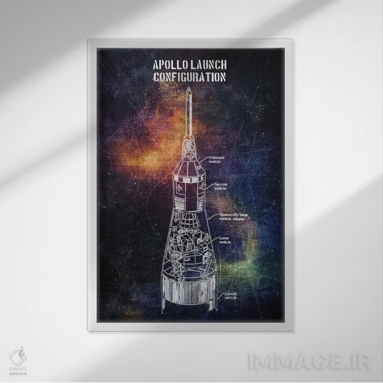تابلو دکوراتیو پرتاب آپولو اثر جوزف فرناندو - نمای قابدار سفید