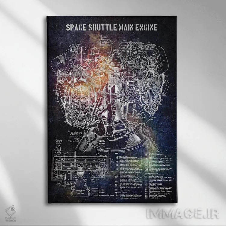 تابلو دکوراتیو موتور اصلی شاتل فضایی ۱ اثر جوزف فرناندو - نمای روبهرو روی دیوار