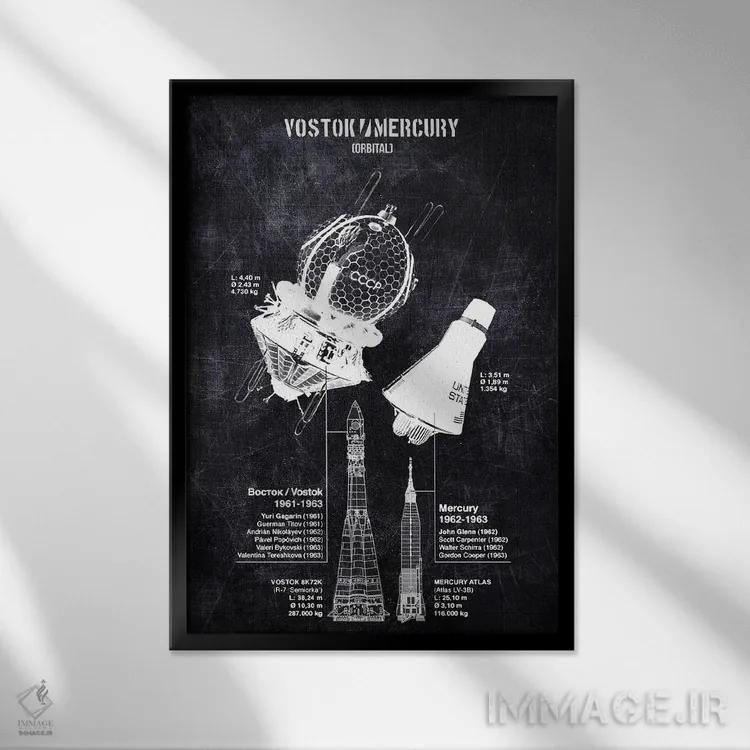 تابلو دکوراتیو ووستوک مرکوری اثر جوزف فرناندو - نمای قابدار مشکی