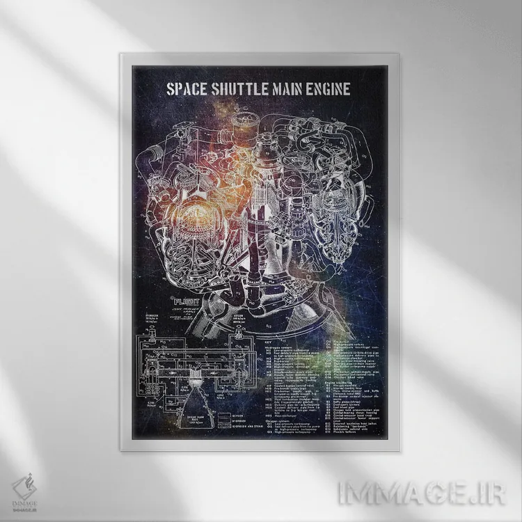 تابلو دکوراتیو موتور اصلی شاتل فضایی ۱ اثر جوزف فرناندو - نمای قابدار سفید