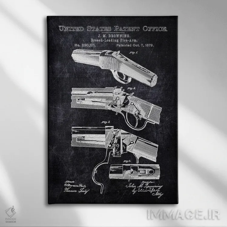 تابلو دکوراتیو سلاح گرم لوباورگ از عقب اثر جوزف فرناندو - نمای روبهرو روی دیوار