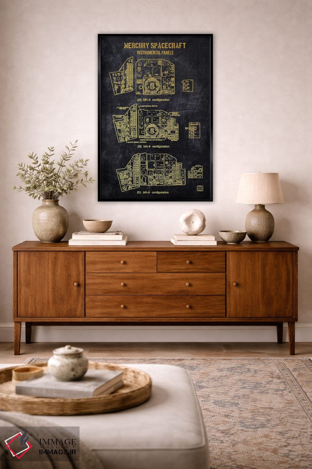 تابلو دکوراتیو پیکربندی فضاپیمای مرکوری اثر جوزف فرناندو - D3B