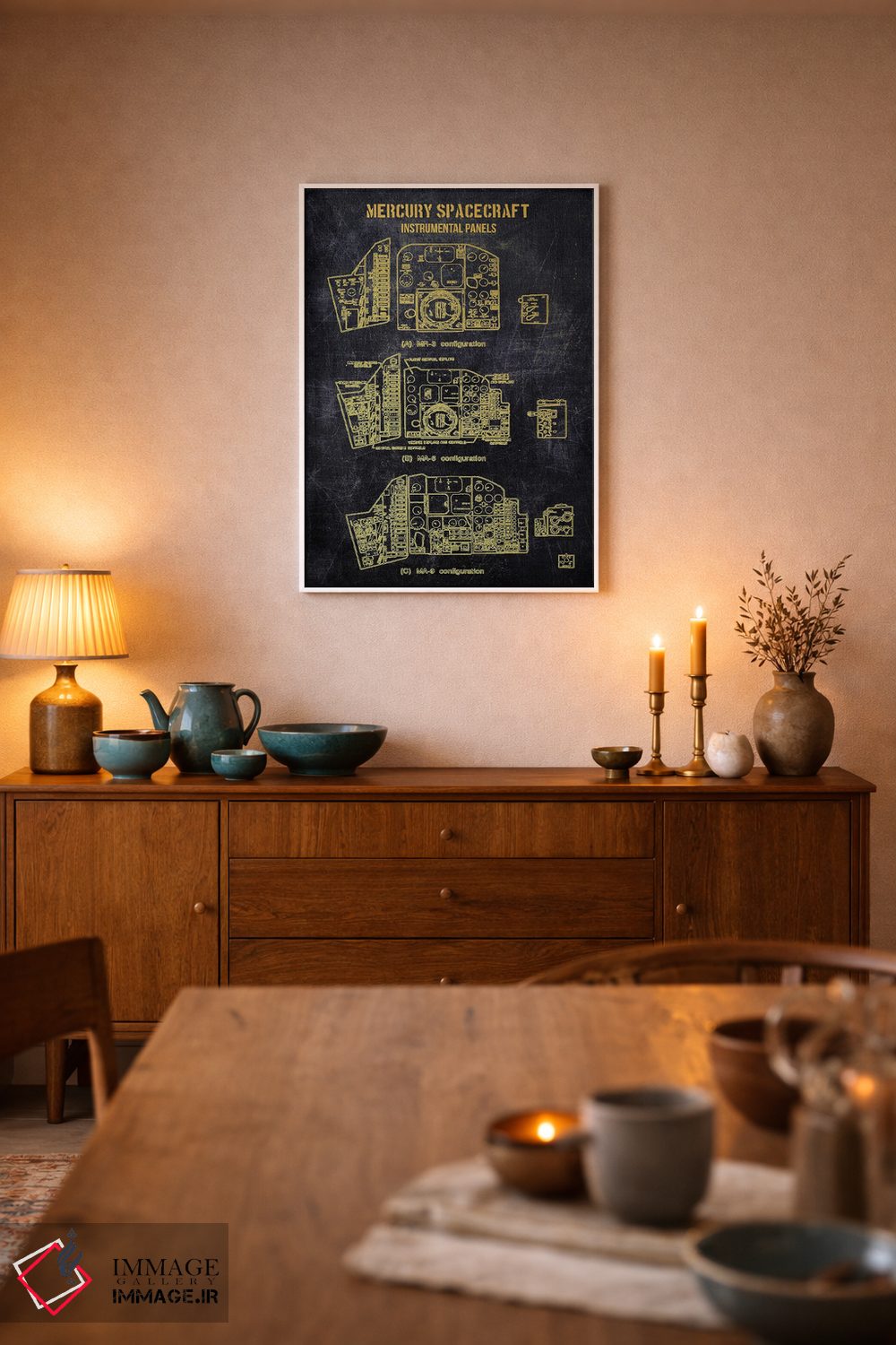 تابلو دکوراتیو پیکربندی فضاپیمای مرکوری اثر جوزف فرناندو - D5W
