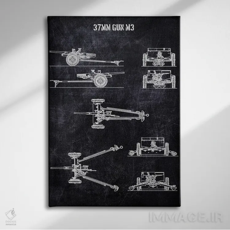 تابلو دکوراتیو توپ ۳۷ میلی متری مدل M3 اثر جوزف فرناندو - نمای روبهرو روی دیوار
