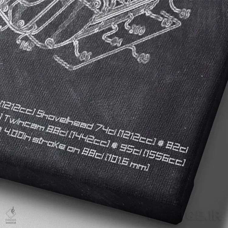 تابلو دکوراتیو موتور هارلی دیویدسون اثر جوزف فرناندو - نمای نزدیک بافت بوم