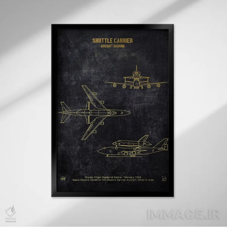 تابلو دکوراتیو ناو هواپیمابر اثر جوزف فرناندو - نمای قابدار مشکی