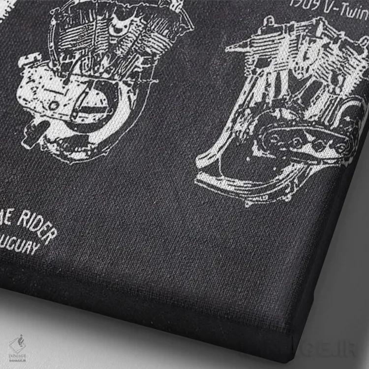 تابلو دکوراتیو موتور هارلی اثر جوزف فرناندو - نمای نزدیک بافت بوم