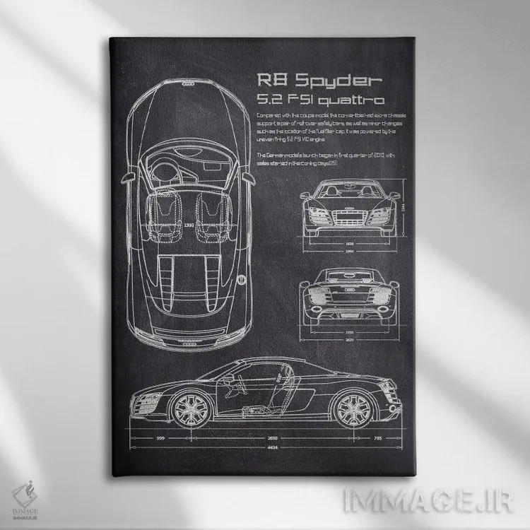 تابلو دکوراتیو R8 اسپایدر نسخه ۲ اثر جوزف فرناندو - نمای روبهرو روی دیوار