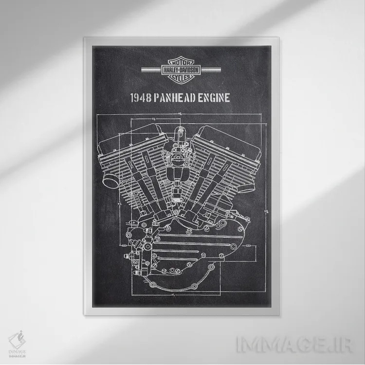 تابلو دکوراتیو موتور پن هد ۱۹۴۸ اثر جوزف فرناندو - نمای قابدار سفید