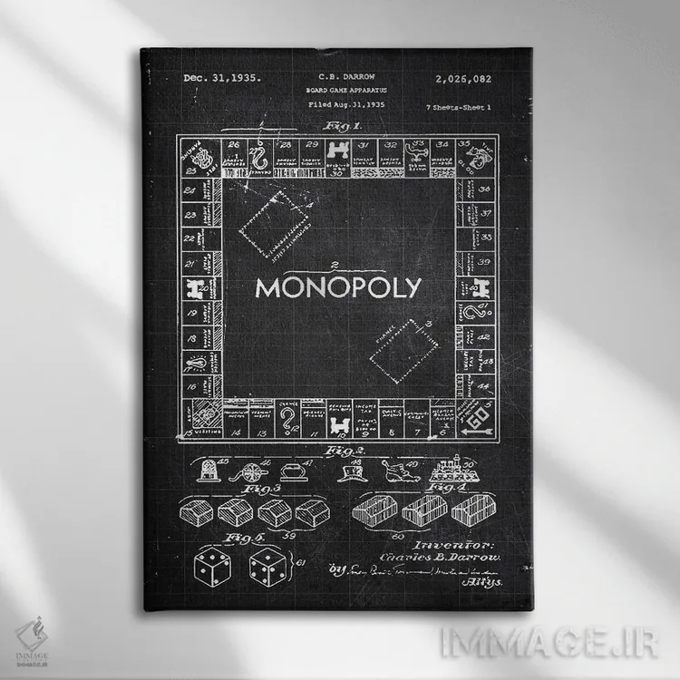 تابلو دکوراتیو بازی رومیزی اثر جوزف فرناندو - نمای روبهرو روی دیوار