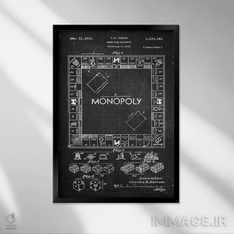 تابلو دکوراتیو بازی رومیزی اثر جوزف فرناندو - نمای قابدار مشکی