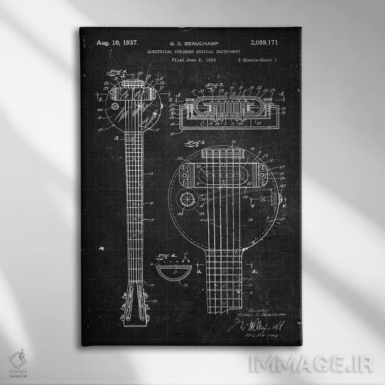 تابلو دکوراتیو ساز موسیقی اثر جوزف فرناندو - نمای روبهرو روی دیوار