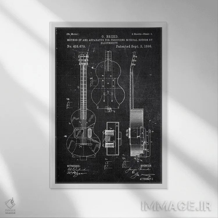 تابلو دکوراتیو صداهای موسیقیایی اثر جوزف فرناندو - نمای قابدار سفید