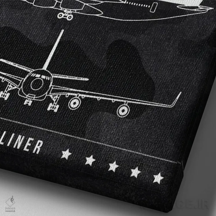 تابلو دکوراتیو ایرباس A340 اثر جوزف فرناندو - نمای نزدیک بافت بوم