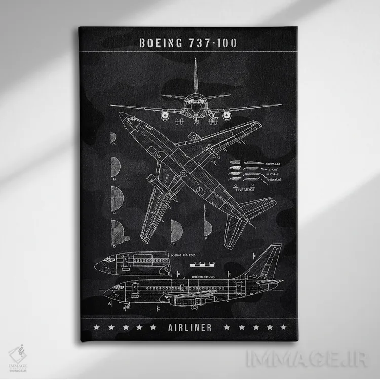 تابلو دکوراتیو بوئینگ ۷۳۷-۱۰۰ اثر جوزف فرناندو - نمای روبهرو روی دیوار