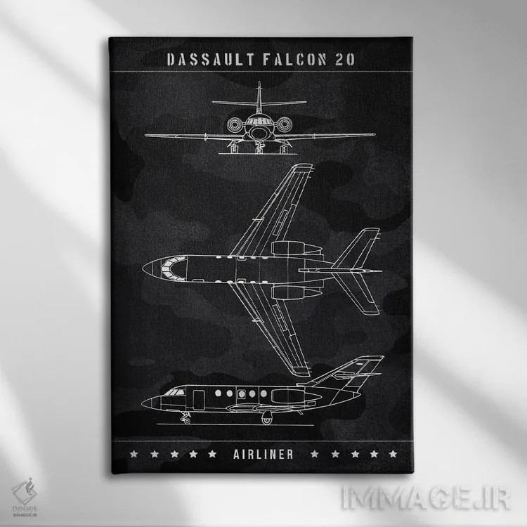 تابلو دکوراتیو داسو فالکن ۲۰ اثر جوزف فرناندو - نمای روبهرو روی دیوار