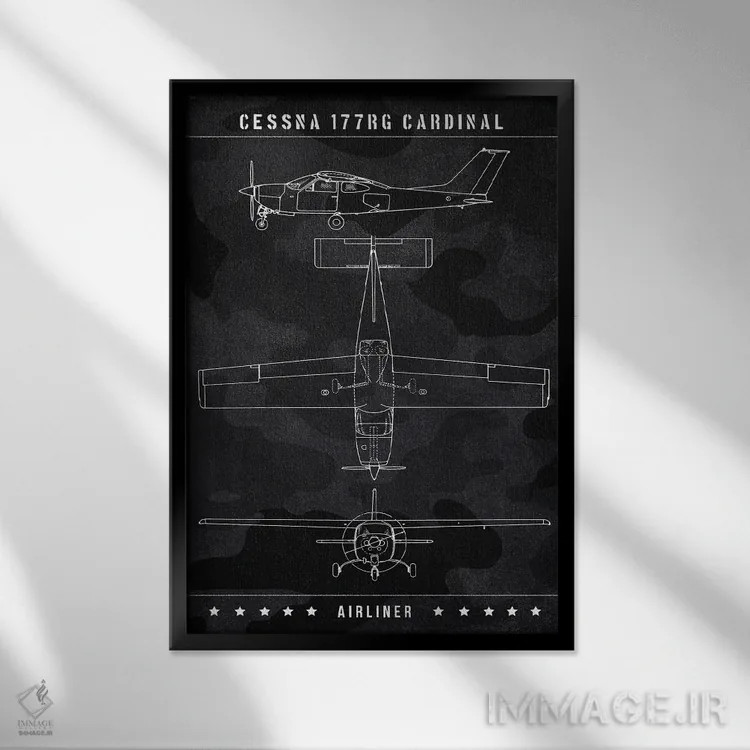 تابلو دکوراتیو سسنا ۱۷۷RG کارباورال اثر جوزف فرناندو - نمای قابدار مشکی