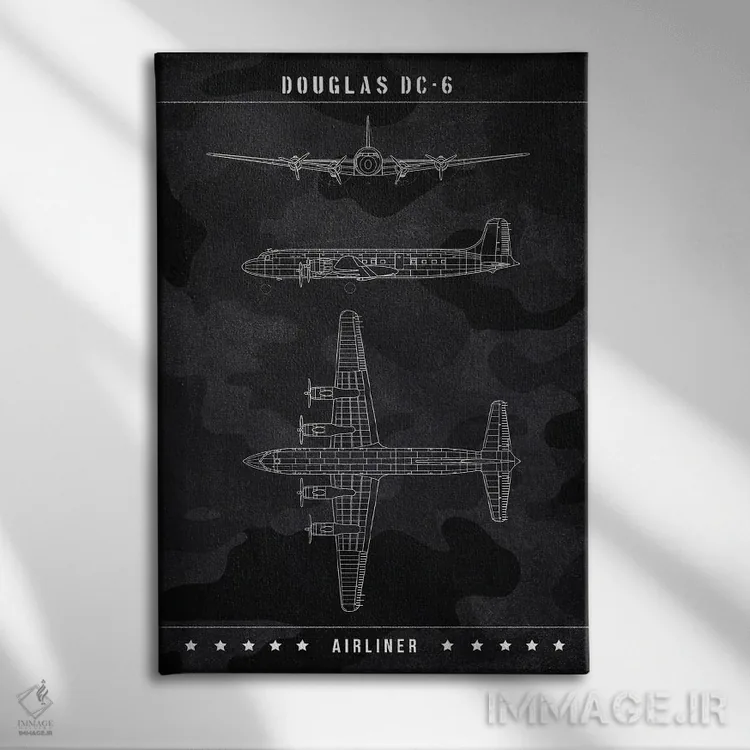 تابلو دکوراتیو داگلاس DC-6 اثر جوزف فرناندو - نمای روبهرو روی دیوار