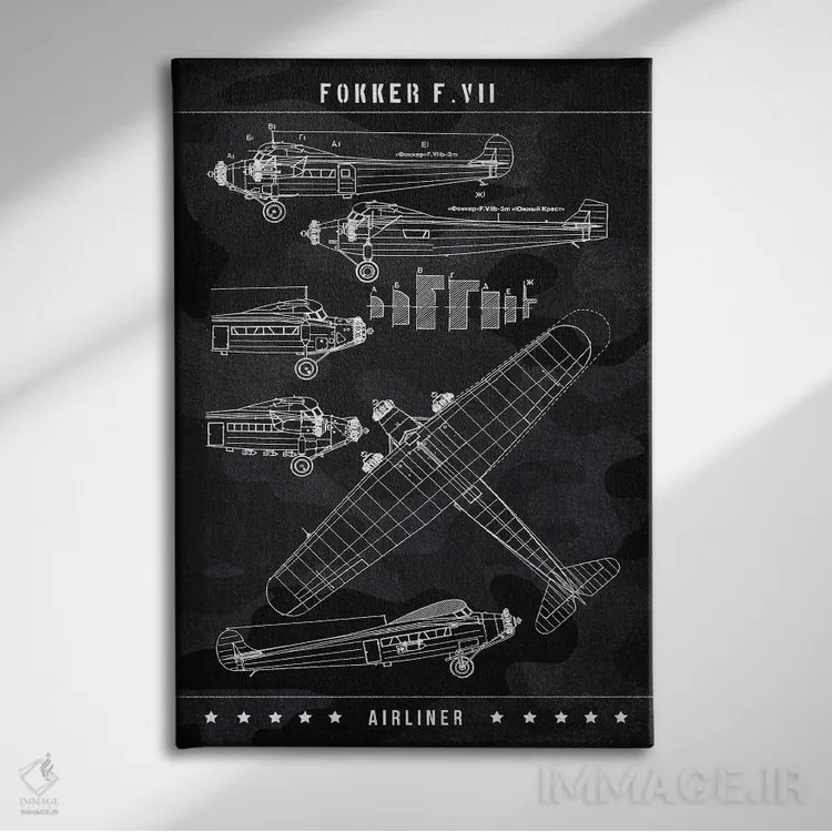 تابلو دکوراتیو فوکر اثر جوزف فرناندو - نمای روبهرو روی دیوار